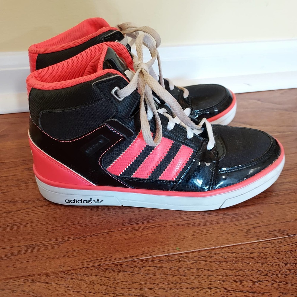 Youth Neon Adidas Sneakers Shoes High Top Sz 3